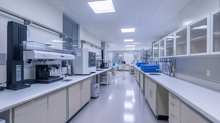 Modern Laboratory with Advanced Equipment and Bright Lighting  
