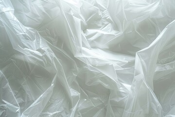 Obraz premium White plastic wrap, crumpled. Use as a background for abstract designs or to represent waste.