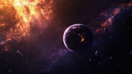 Obraz premium Cosmic Wonder: Planet and Nebula