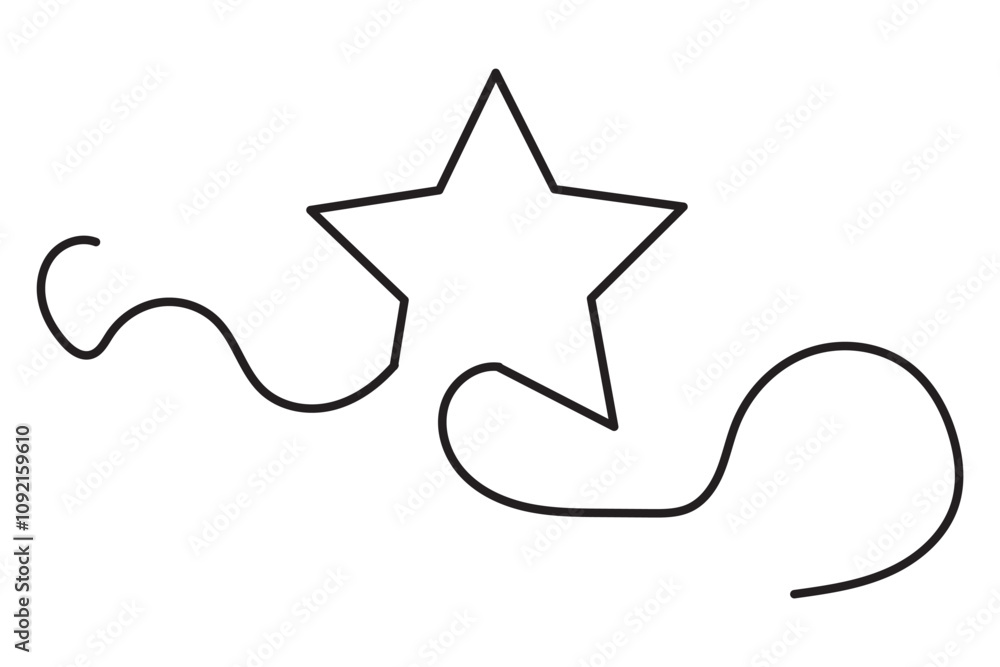 Poster line star one continuous line drawing design vector