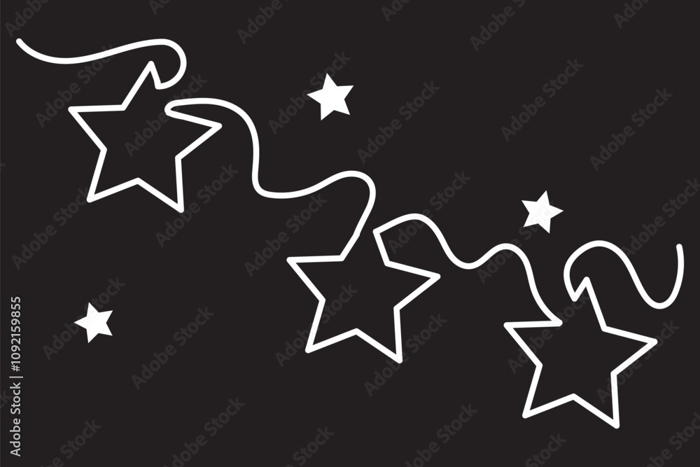 Poster line star one continuous line drawing design vector