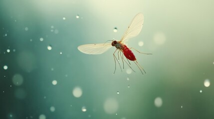 Naklejka premium Delicate Red-Bellied Insect in Rain