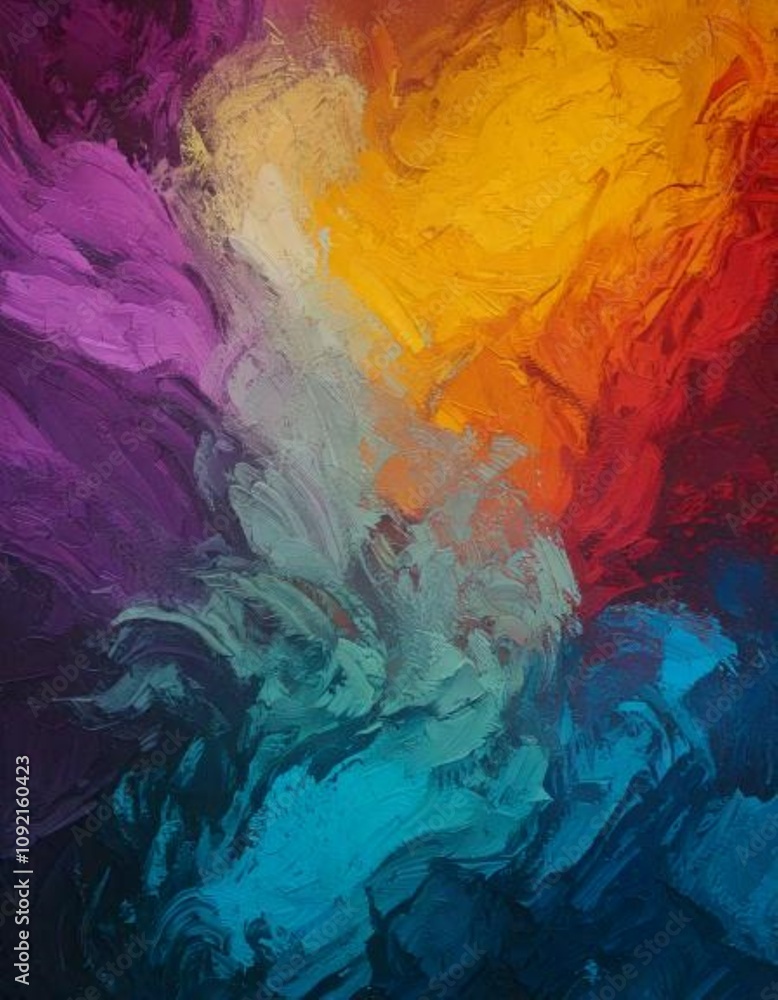 Poster dynamic and energetic composition with contrasting colors, suitable for various design projects.