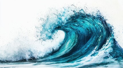 Fototapeta premium Water Wave with Clipping Path on White Background.