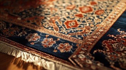 Intricate Details of a Persian Rug: A Close-Up View of Woven Art