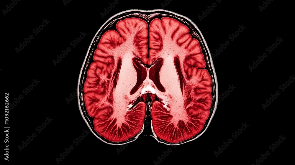 Poster detailed anatomical cross section of the human brain structure based on a medical mri scan the image