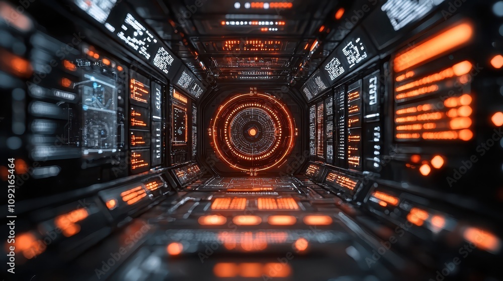 Poster futuristic cybersecurity paradigm exploring tomorrow's digital defense systems in a tech-driven worl