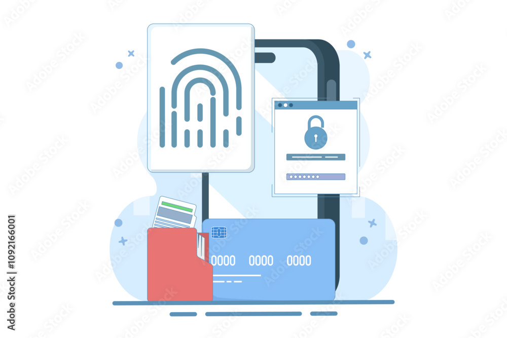 Poster concept of data protection with fingerprint. biometric security system. personal data protection, bi