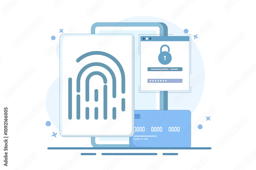 Poster concept of data protection with fingerprint. biometric security system. personal data protection, bi