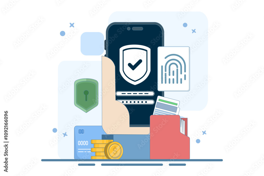 Poster concept of data protection with fingerprint. biometric security system. personal data protection, bi