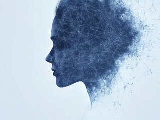 Technician fixing server rack with data flow background close up