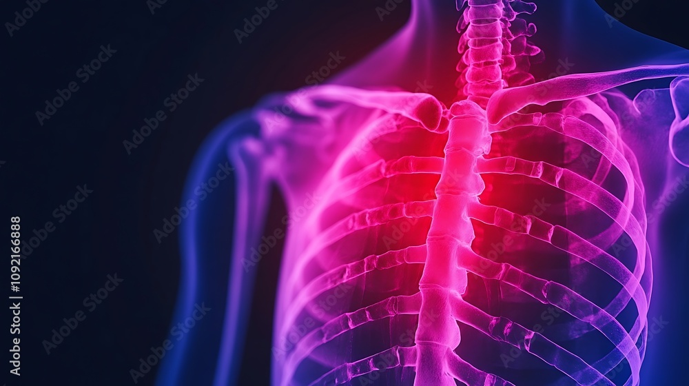 Poster detailed transparent 3d anatomy of human body x ray visualization with internal organs and skeletal 