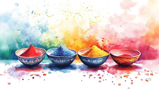 A holi festive theme background, watercolor illustration