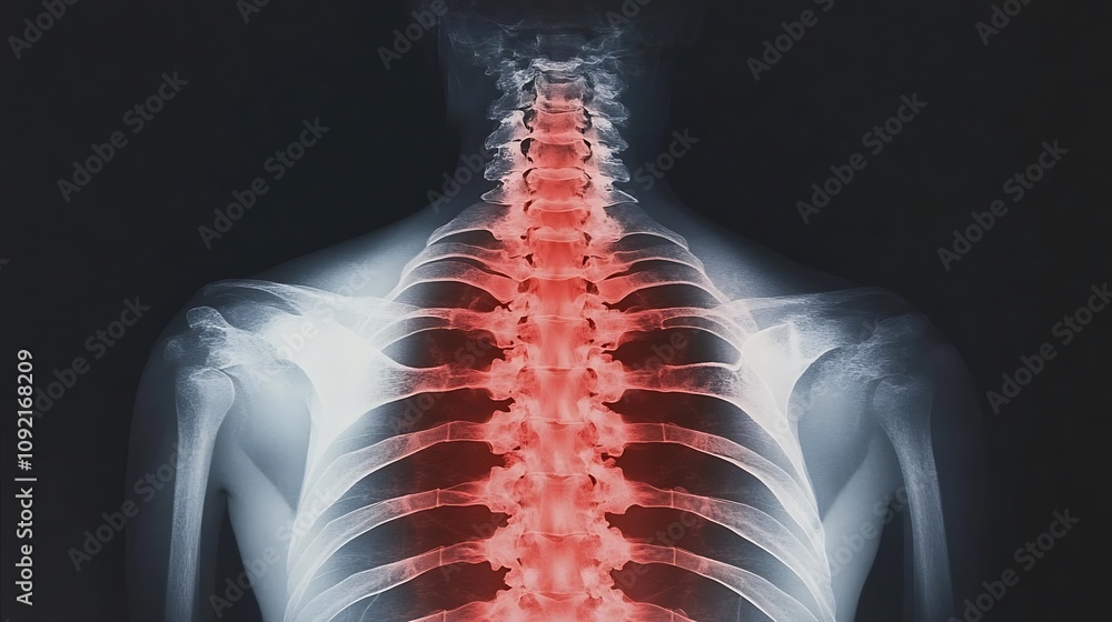 Poster detailed x ray image visualizing the complex human spinal anatomy and skeletal structure showcasing 