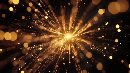 Fototapeta premium New Year background featuring a stunning display of gold fireworks lighting up the night sky, creating a festive and celebratory atmosphere