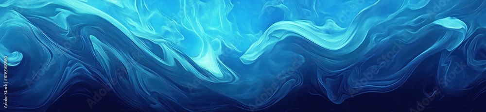 Poster abstract blue waves in a fluid, swirling pattern creating a serene and calming effect.