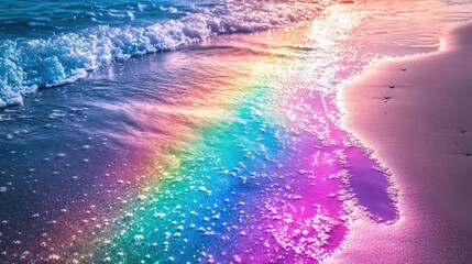 Obraz premium a beautiful beach with colorful rainbow sand