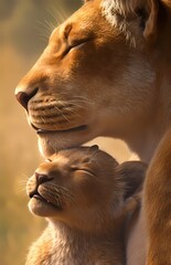 Fototapeta premium Mother Lion and Child