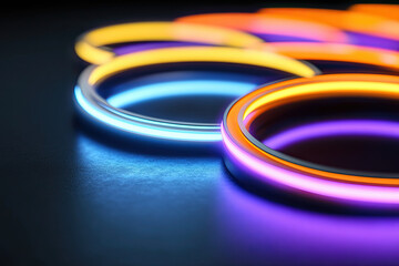 Fototapeta premium Series of glowing rings, representing successive achievements