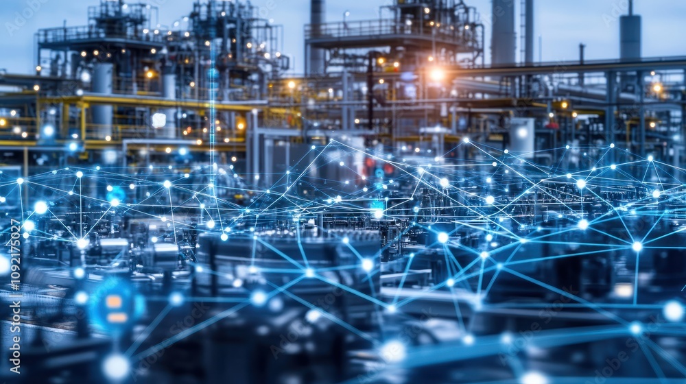 Poster an industrial internet of things iiot network connecting devices and sensors across a modern factory