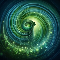 Emerald Green Spirals Gentle green spirals emanating from a pers