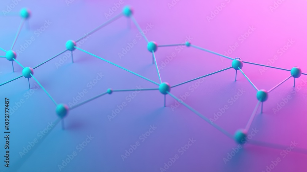 Aufkleber Abstract representation of interconnected nodes in a gradient background.
