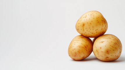 Fototapeta premium Fresh organic potatoes stacked together, showcasing their earthy brown texture and natural appeal. Perfect for culinary uses or agricultural themes