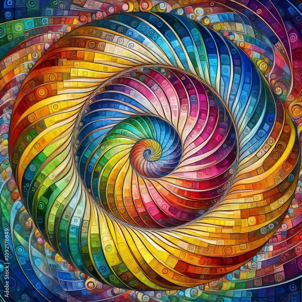 Poster feeling fibonacci a spiral pattern based on the fibonacci sequen