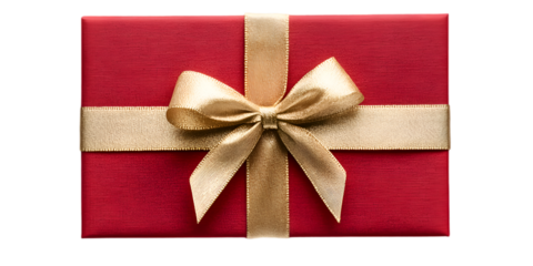 Elegant Red Gift Box with Gold Ribbon on Transparent Background