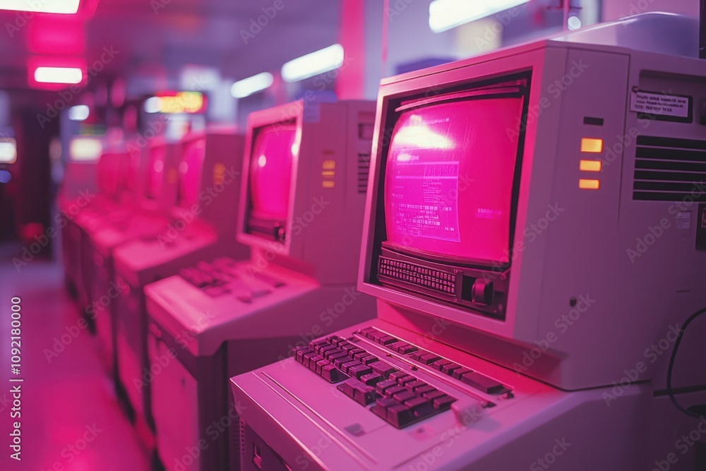 Poster exploring early computer security measures in a retro tech environment a nostalgic journey