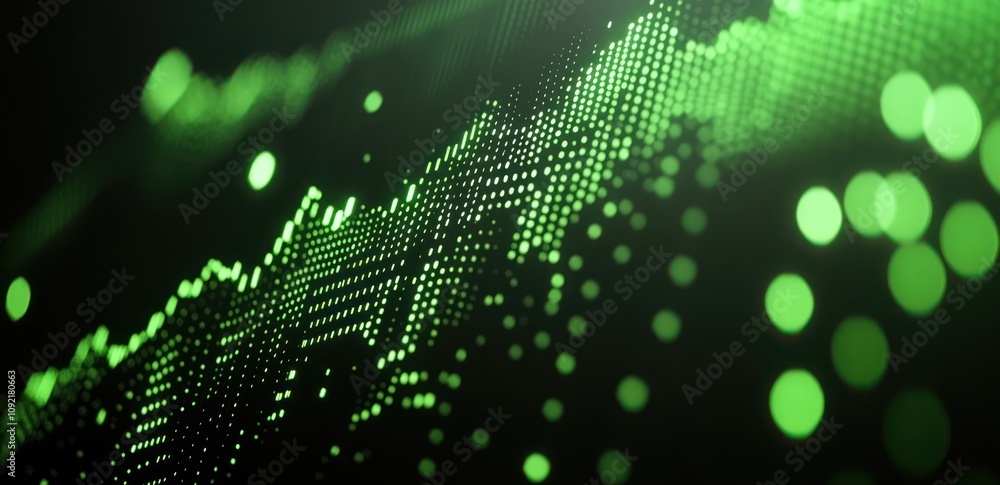 Aufkleber Abstract green digital wave representing data visualization and technology.