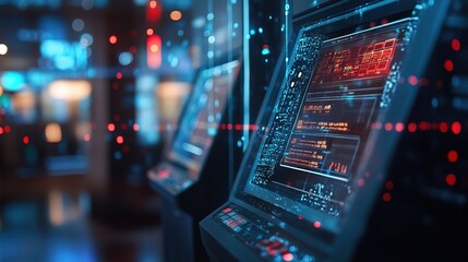 Obraz premium Advanced digital banking terminal showing secure transactions and data encryption