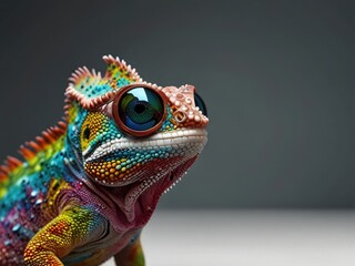 Fototapeta premium iguana on a black background,close up of a chameleon,close up of a dragon