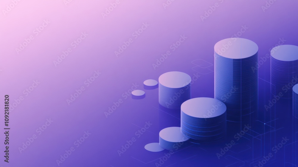 Poster abstract graphic featuring cylindrical shapes on a gradient background.