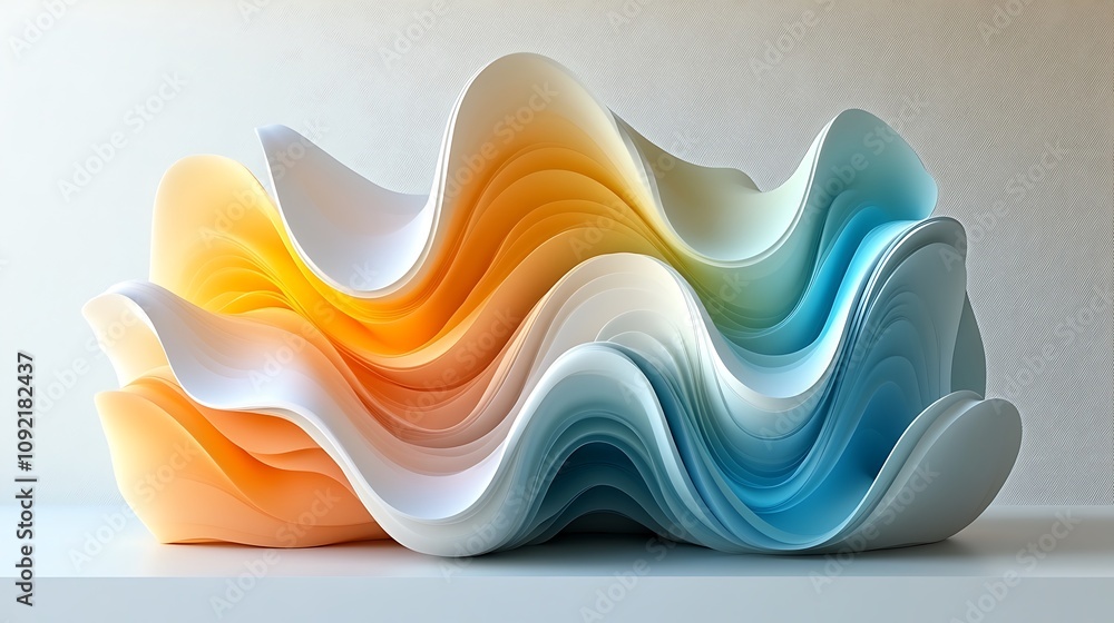Poster abstract colorful wave form, 3d rendering.