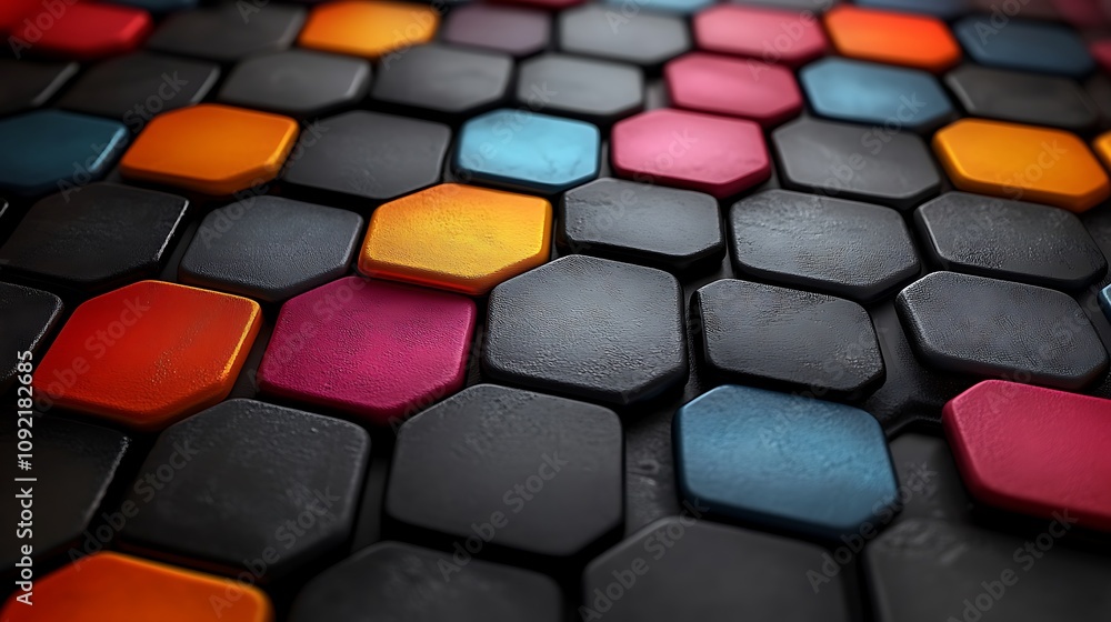 Poster abstract colorful hexagon pattern background.