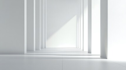 Fototapeta premium White Architectural Corridor with Sunlight and Shadows