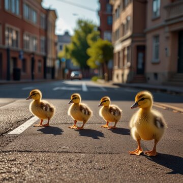 duck chils on the road