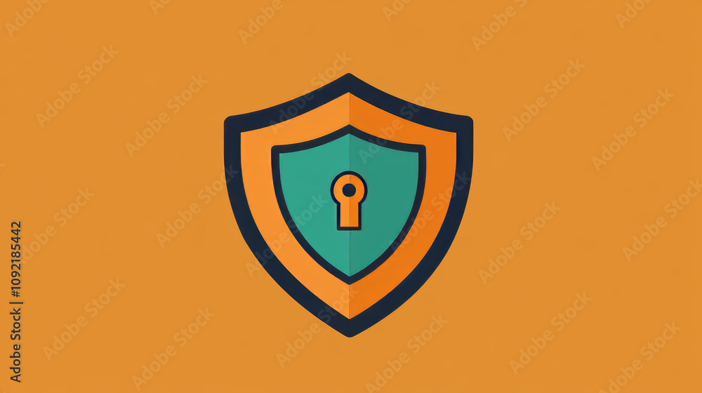 Poster a shield icon represents data protection through cybersecurity technology. this graphic uses encrypt