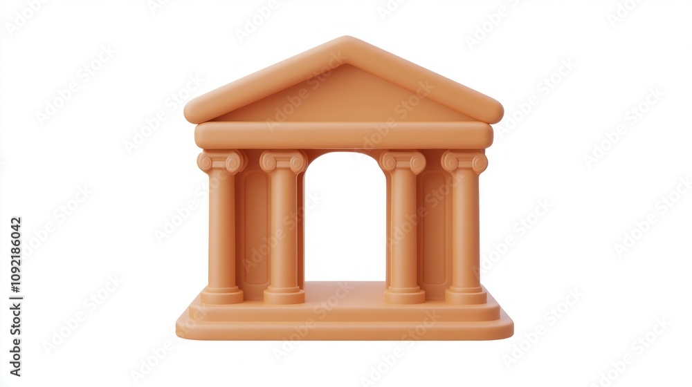 Poster A stylized architectural model resembling a classical building with columns.