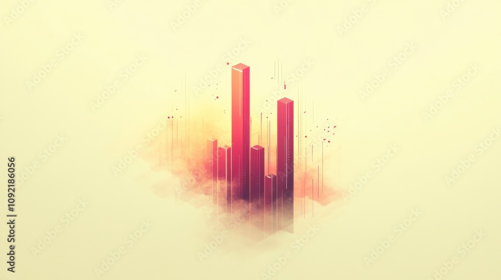 Aufkleber Abstract representation of vertical bars with a soft gradient background.