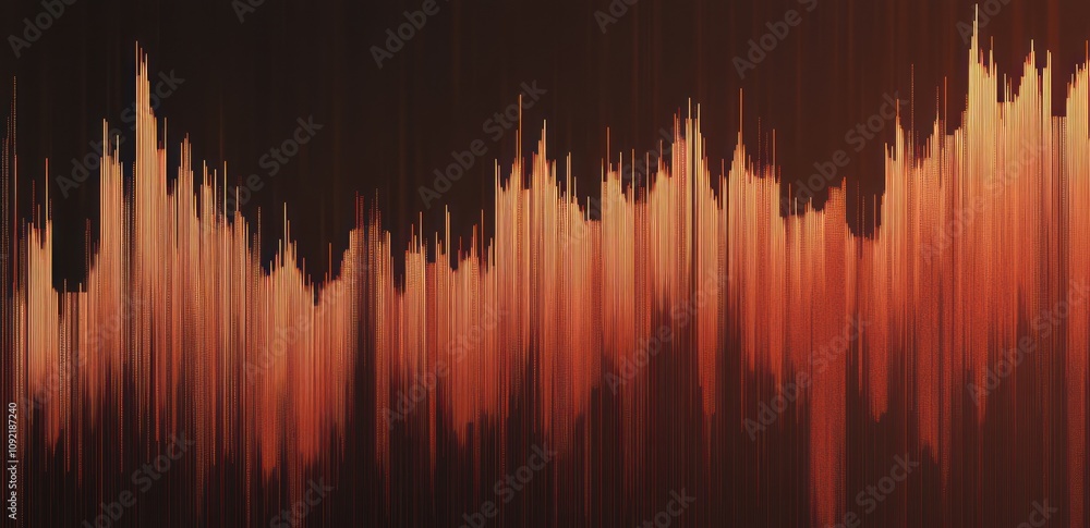 Aufkleber Abstract soundwave visualization in warm colors, representing audio frequencies and dynamics.