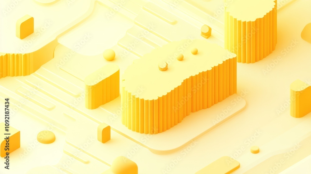 Leinwandbilder abstract yellow geometric shapes on a soft gradient background.