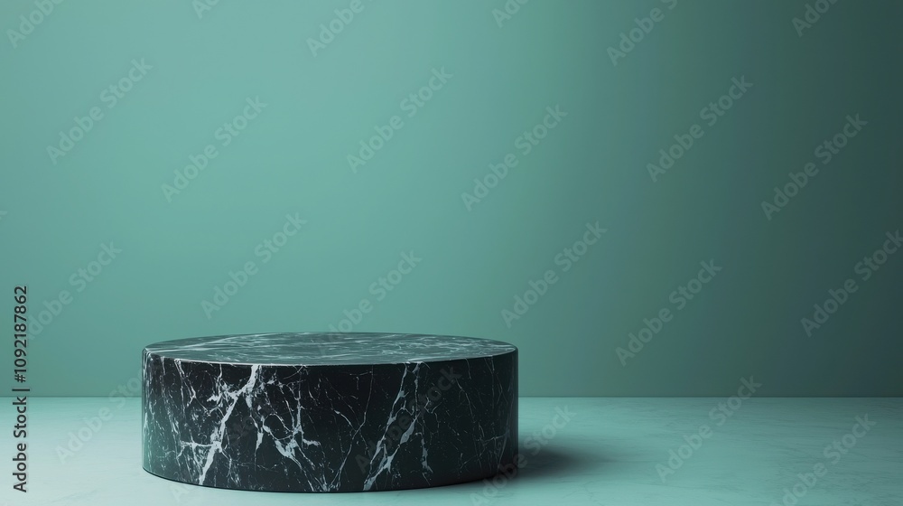 Poster elegant marble platform display minimalist studio product photography calm setting centered view con