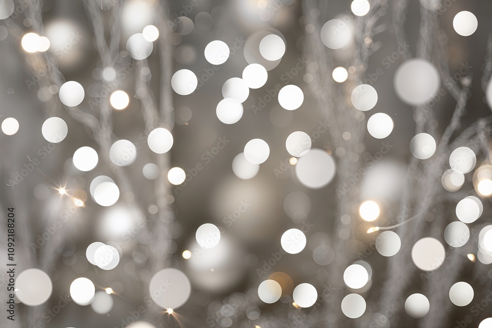 Poster shimmering silver bokeh background with soft twinkling lights for winter events and elegant design p