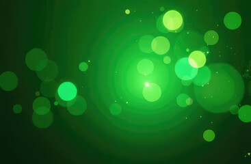 Abstract bokeh lights glittering green colors blur background