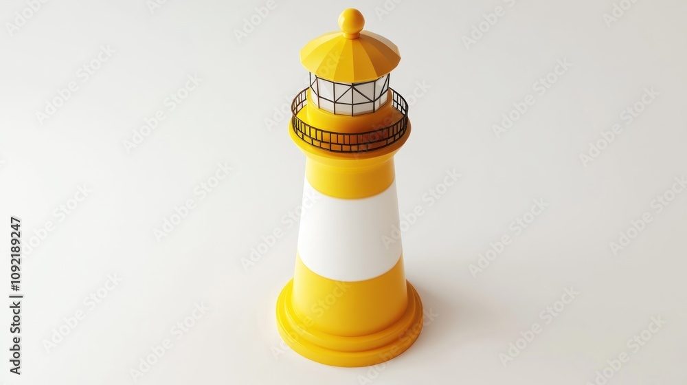 Poster a colorful lighthouse model designed for navigation and coastal safety.
