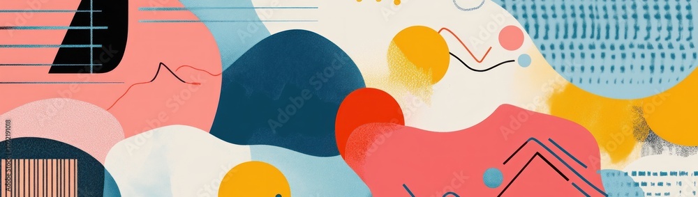 Poster Abstract composition featuring colorful shapes and lines for creative design.