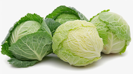 Fototapeta premium Fresh green cabbage isolated on white background