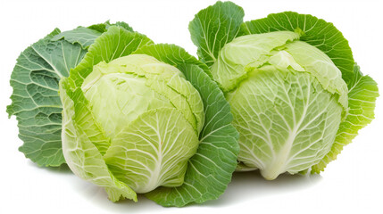 Fototapeta premium Fresh green cabbage isolated on white background